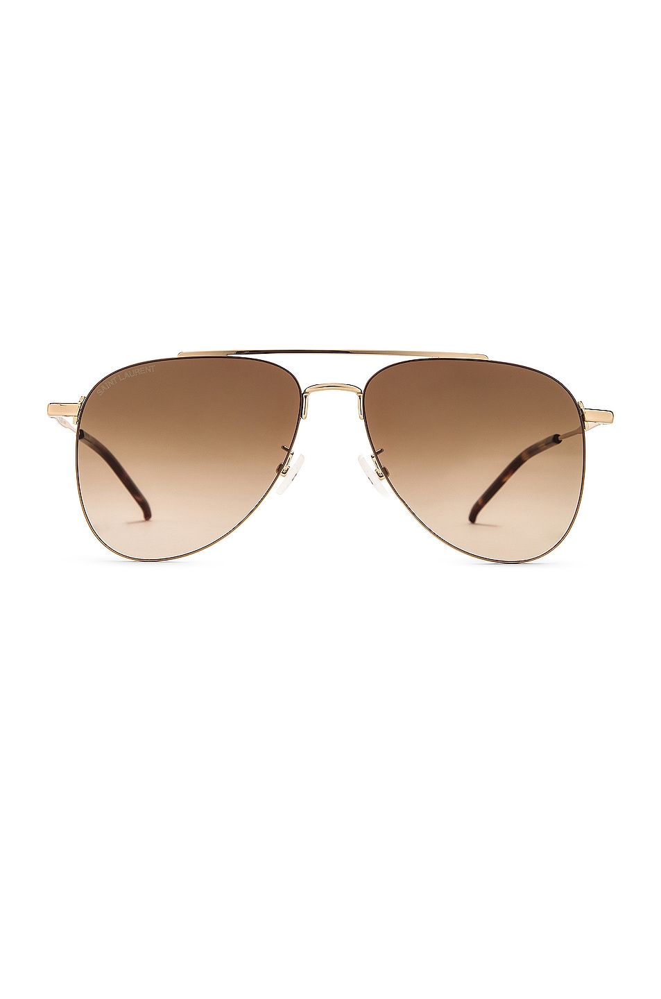 Image 1 of Saint Laurent Metal Pilot Sunglasses in Shiny Light Gold