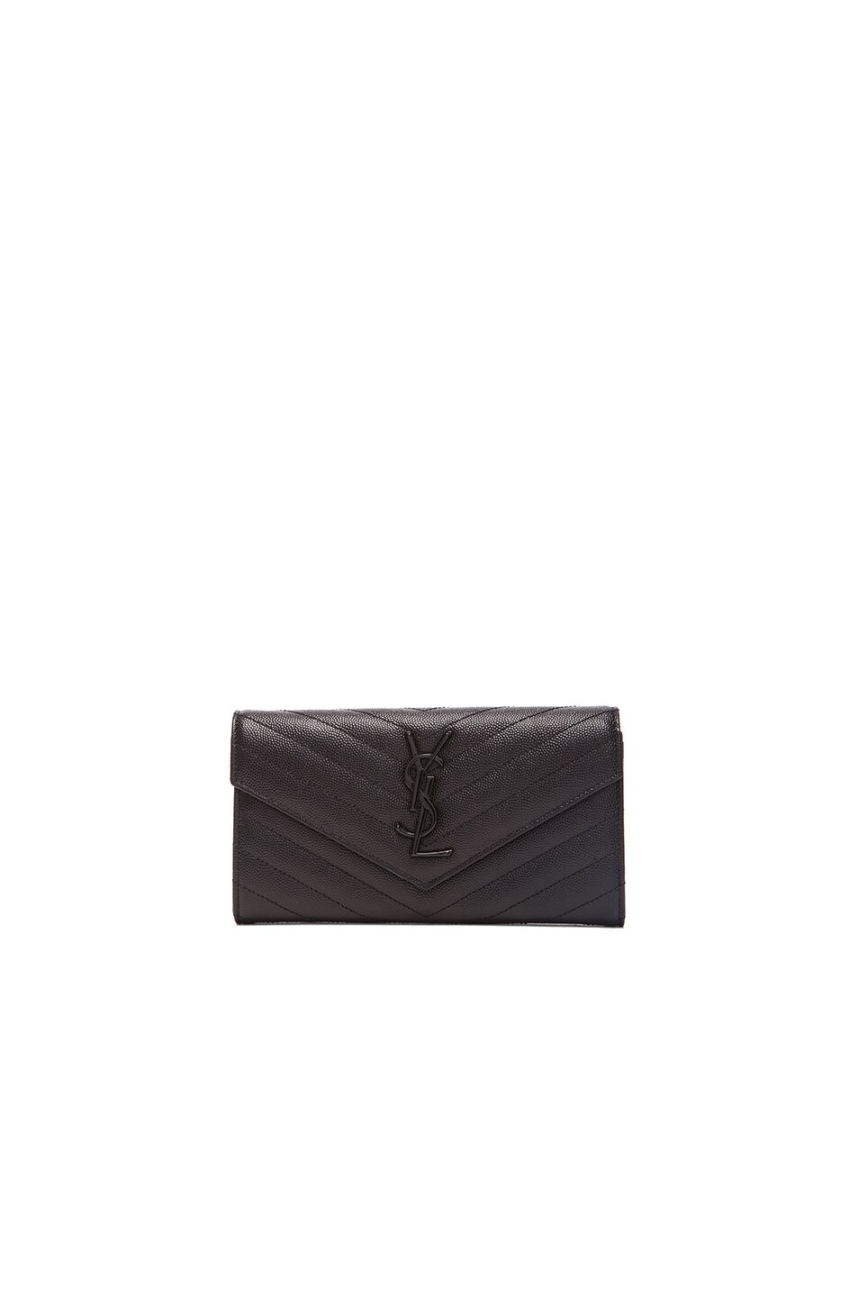 Image 1 of Saint Laurent Monogram Flap Wallet in Black/Black