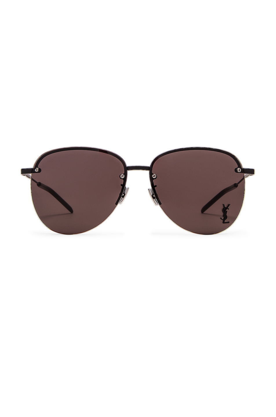 Image 1 of Saint Laurent Metal Pilot Sunglasses in Semimatte Black