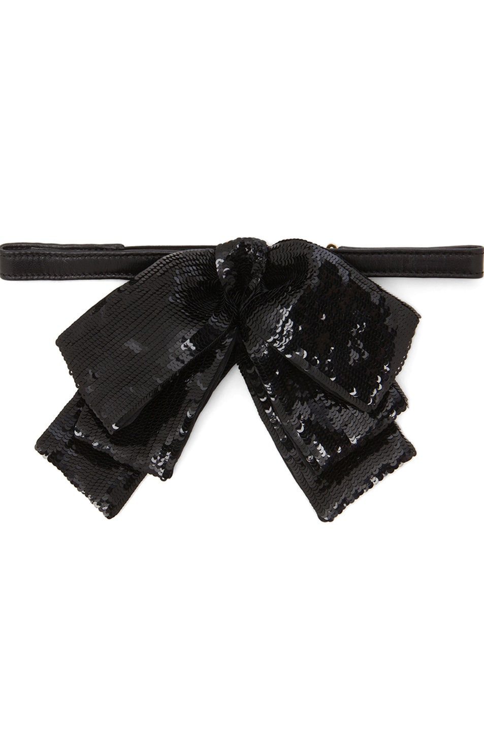 Image 1 of Saint Laurent Sequin Noeud Triple Bow Tie in Black