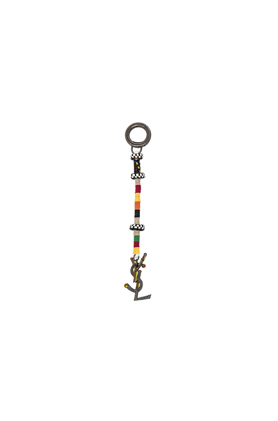 Image 1 of Saint Laurent Beaded YSL Keychain in Aged Silver & Multicolor