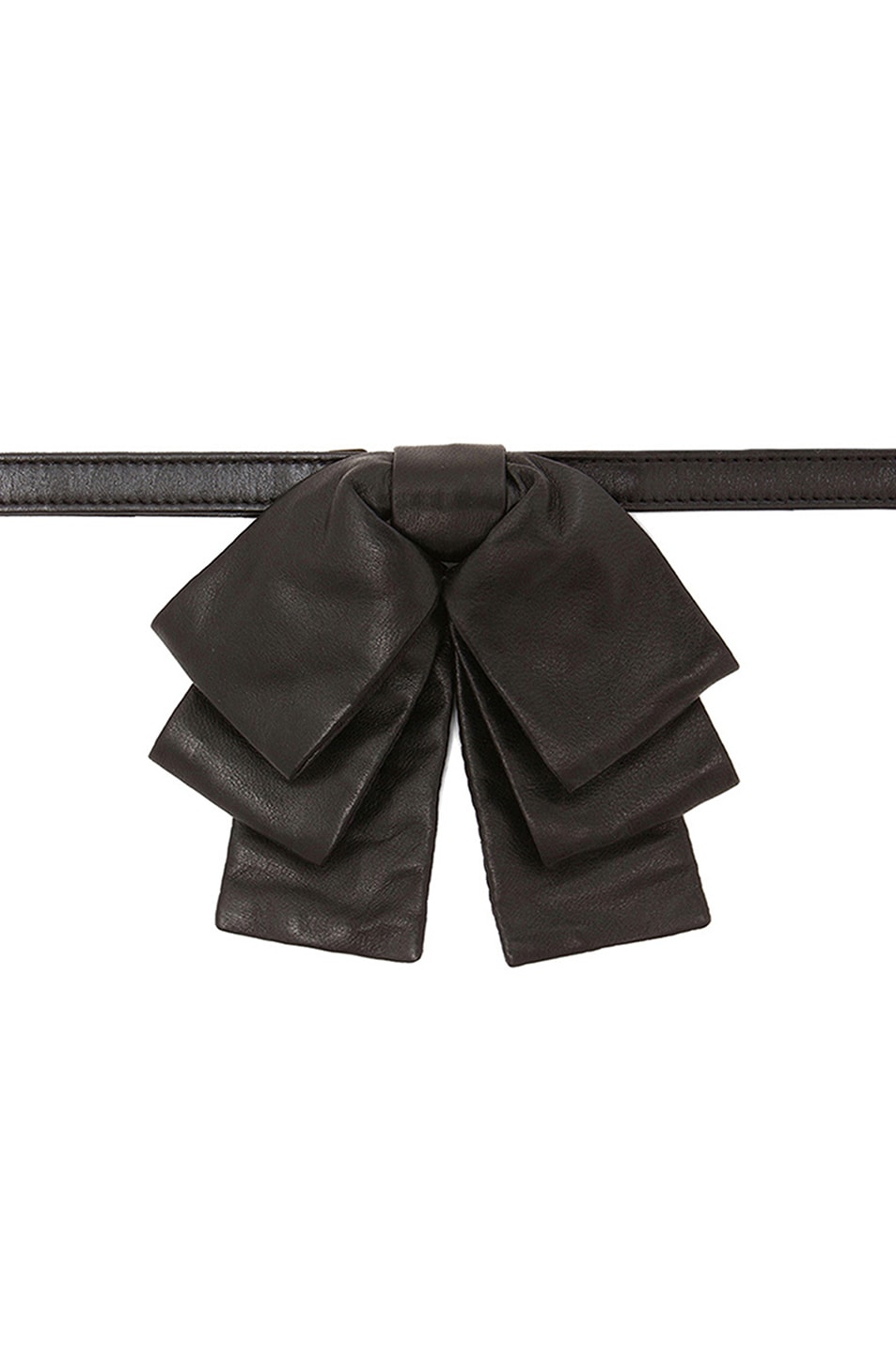 Image 1 of Saint Laurent Leather Noeud Triple Bow Tie in Black
