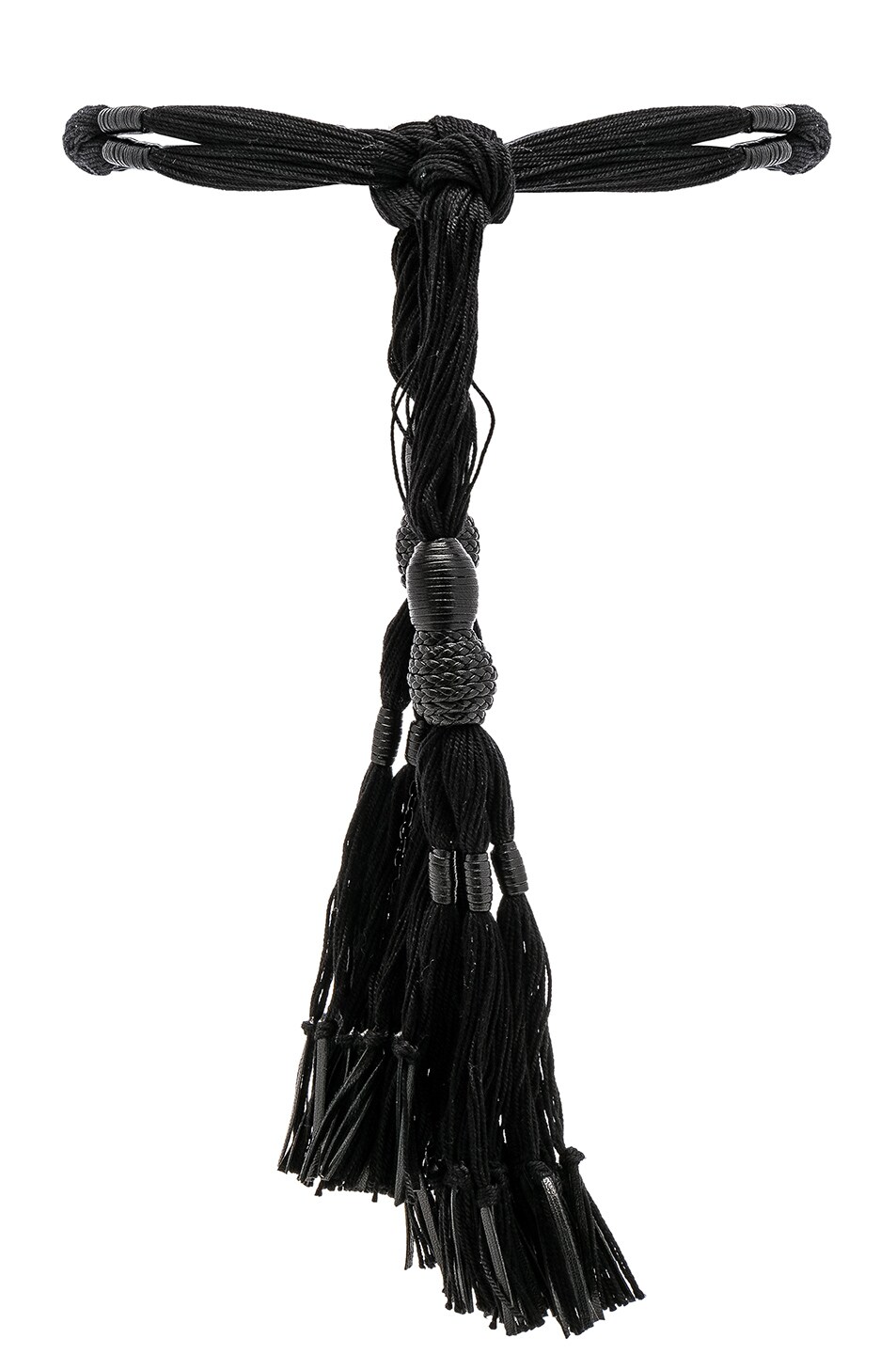 Image 1 of Saint Laurent Wool & Leather Wrap Belt in Black