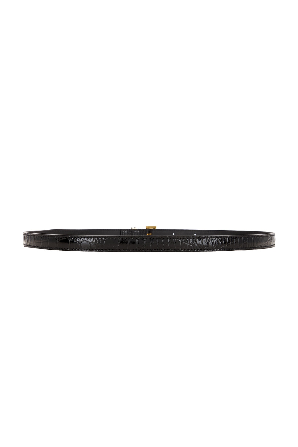 Saint Laurent Cassandre Thin Leather Belt In Nero
