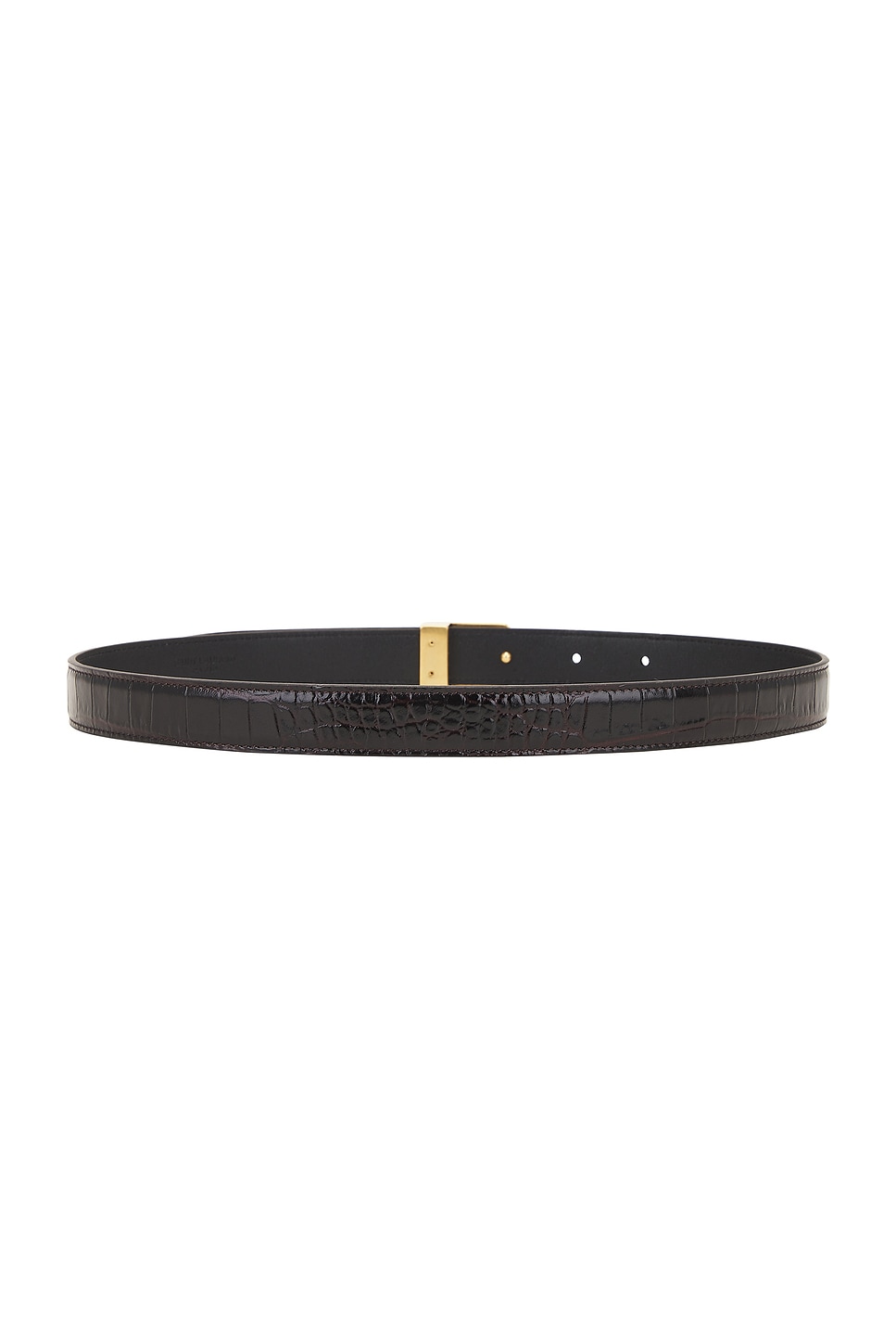 Shop Saint Laurent La 66 Buckle Belt In Fondente