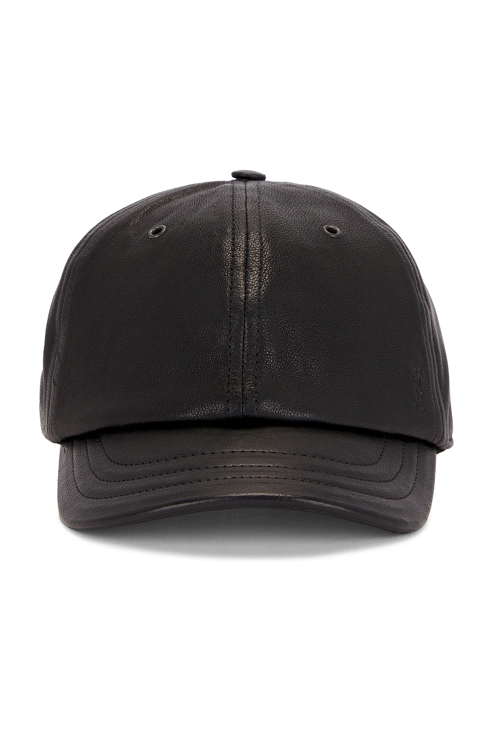 Leather Cap With Small Visor in Black