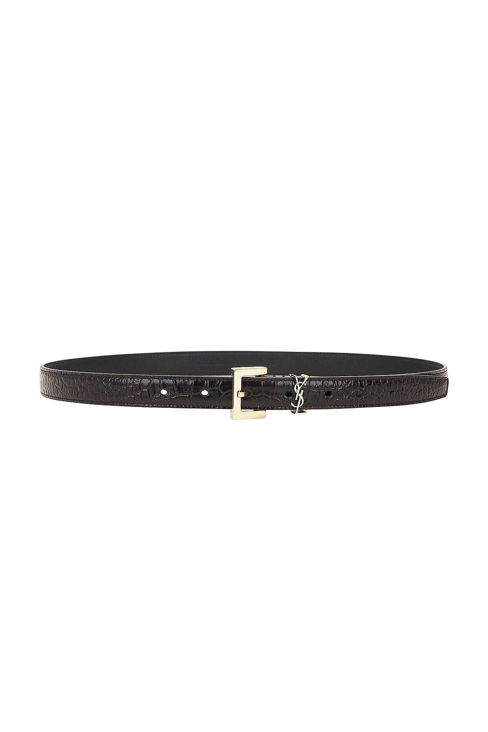 Shop Saint Laurent Leather Belt In Fondente