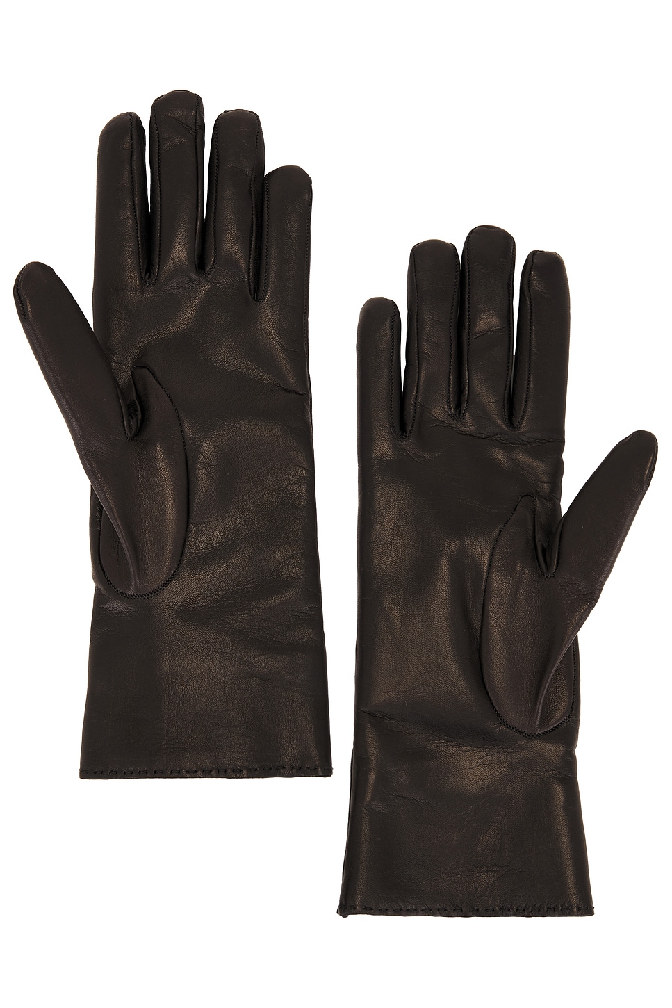 Shop Saint Laurent Leather Gloves In Black