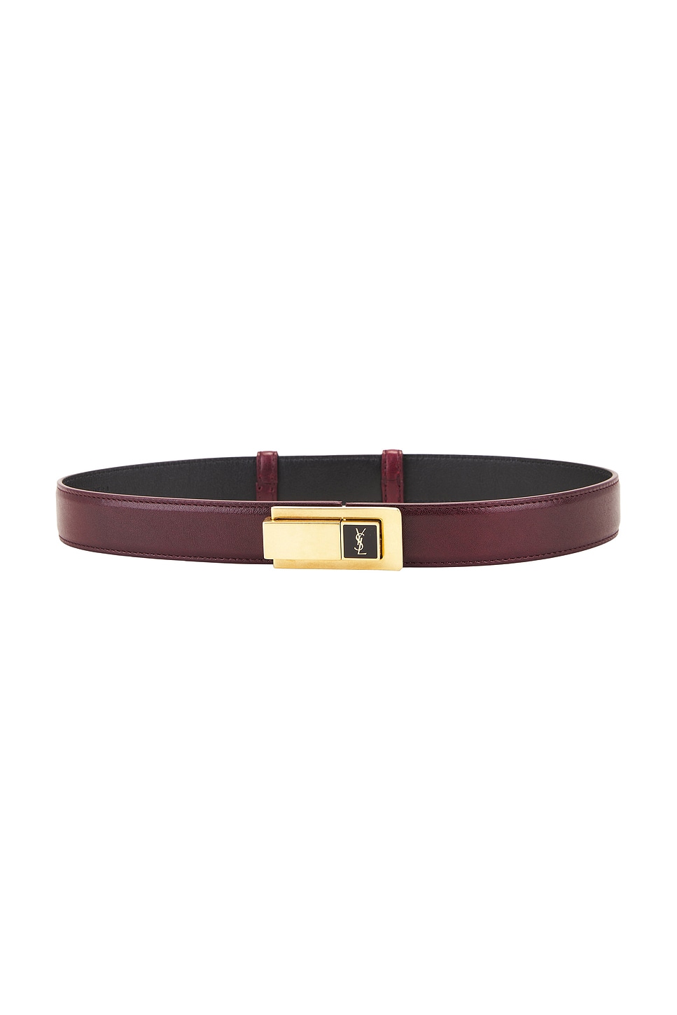 Shop Saint Laurent Buckle Belt In Hot Wine & Nero