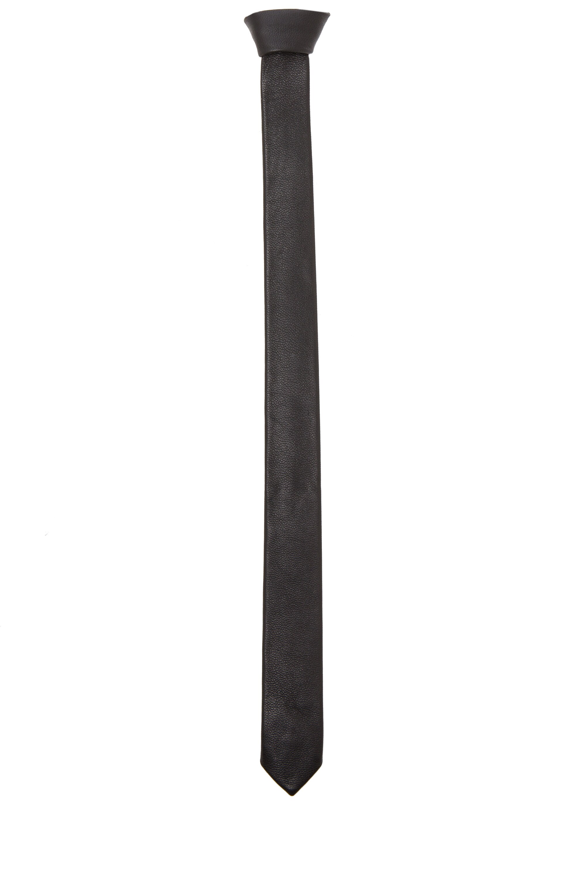 Image 1 of Saint Laurent Leather Skinny Tie in Black