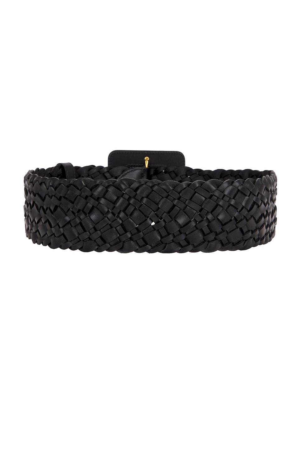 Saint Laurent 6cm Woven Leather Belt In Nero