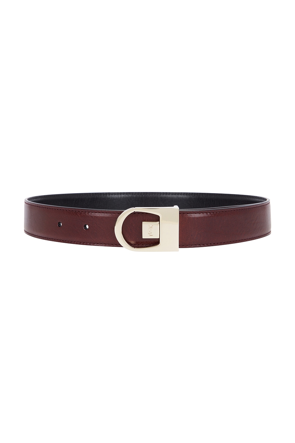 Saint Laurent Reversible Leather Belt In Black & Red Tan