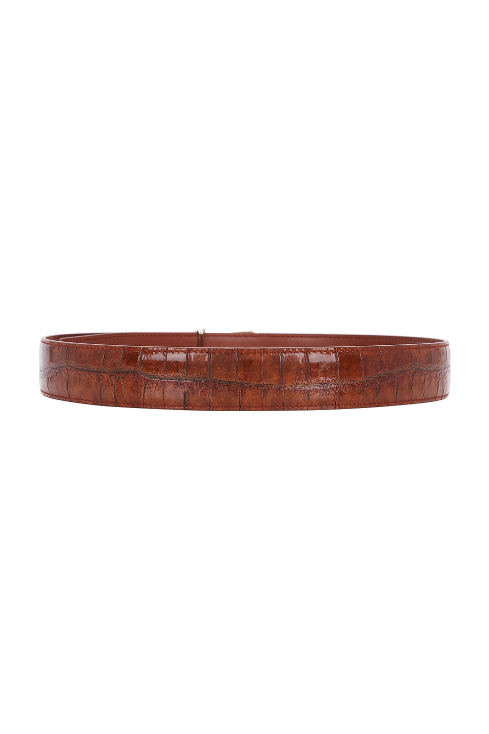 Saint Laurent Ceinture Reversible Belt In Vegetal Brown & Dark Wet Clay