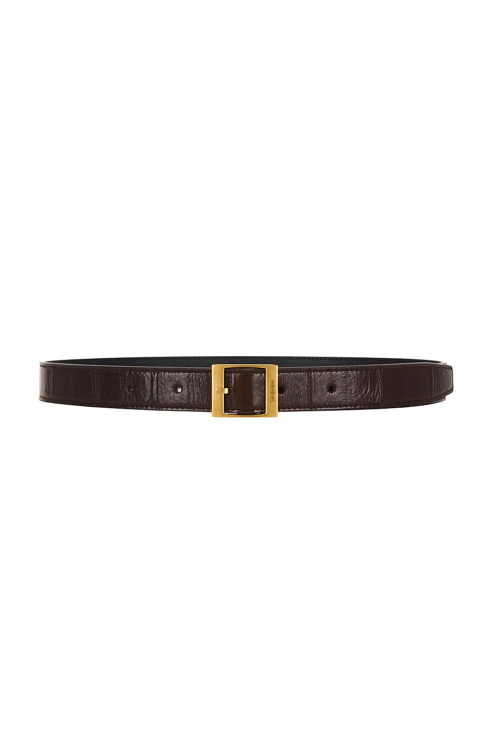 Saint Laurent Fine Ceinture Rectangle Belt In Brown