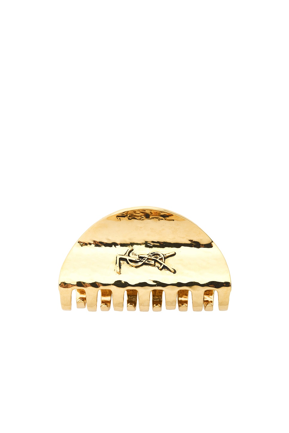Saint Laurent Hammered Hair Clip In Gold