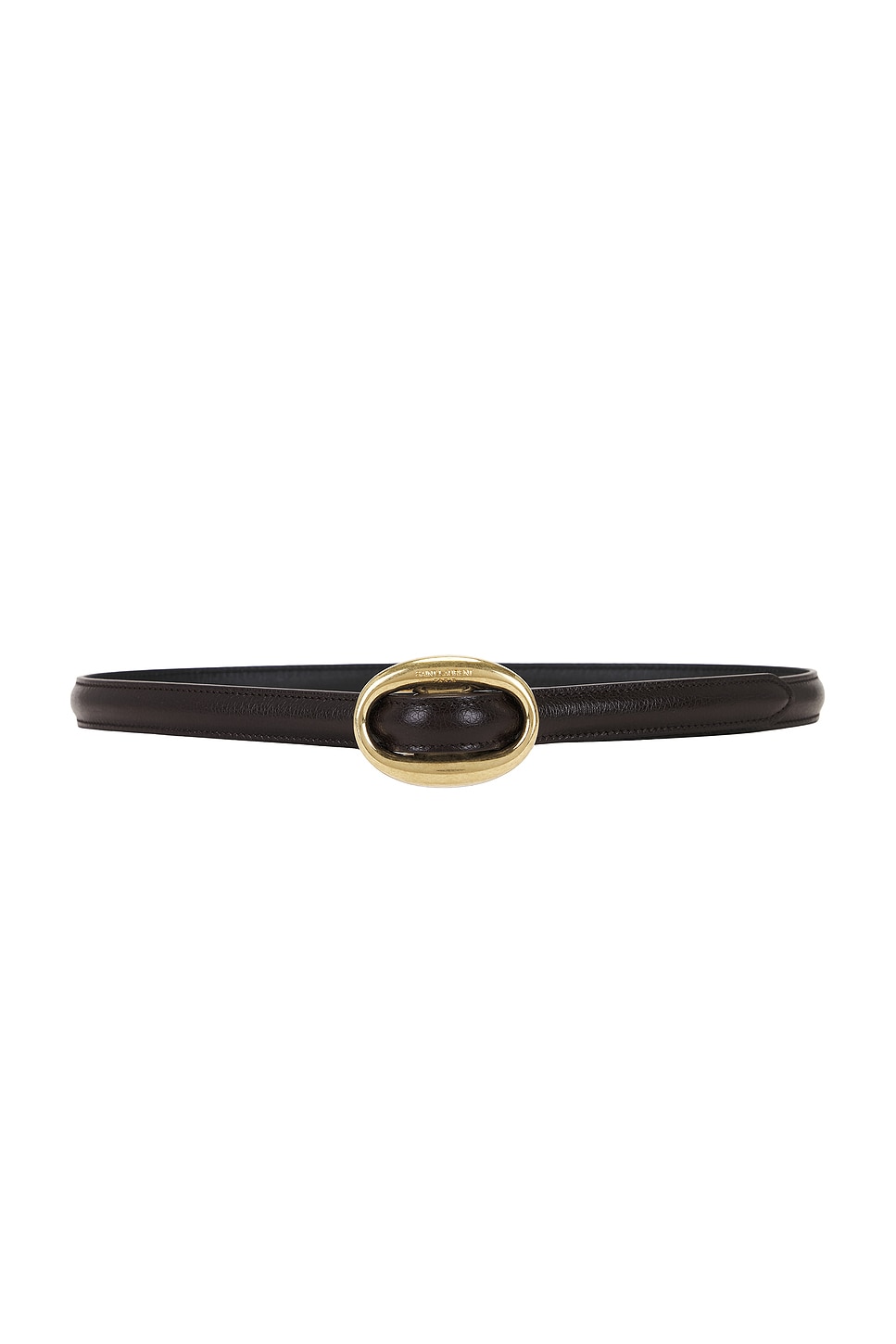 Saint Laurent Oval Buckle Thin Belt In Black