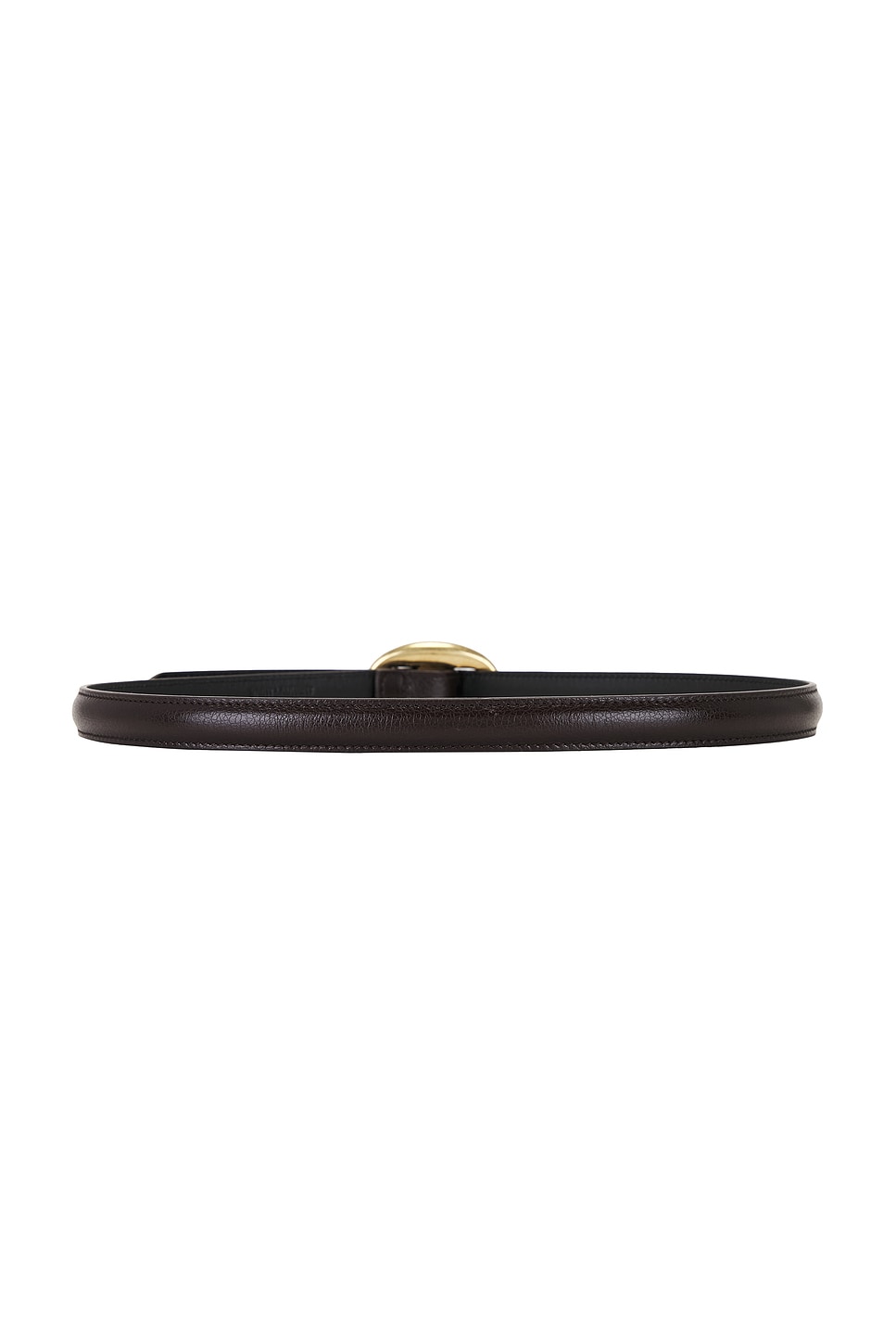 Saint Laurent Oval Buckle Thin Belt In Black