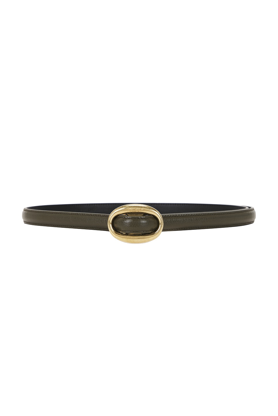 Saint Laurent Oval Buckle Thin Belt In Brown