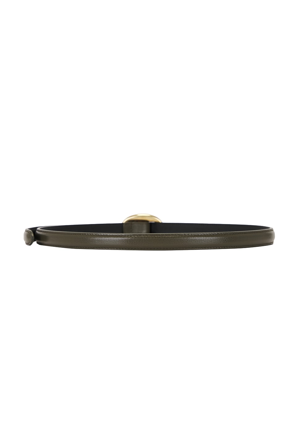 Saint Laurent Oval Buckle Thin Belt In Brown