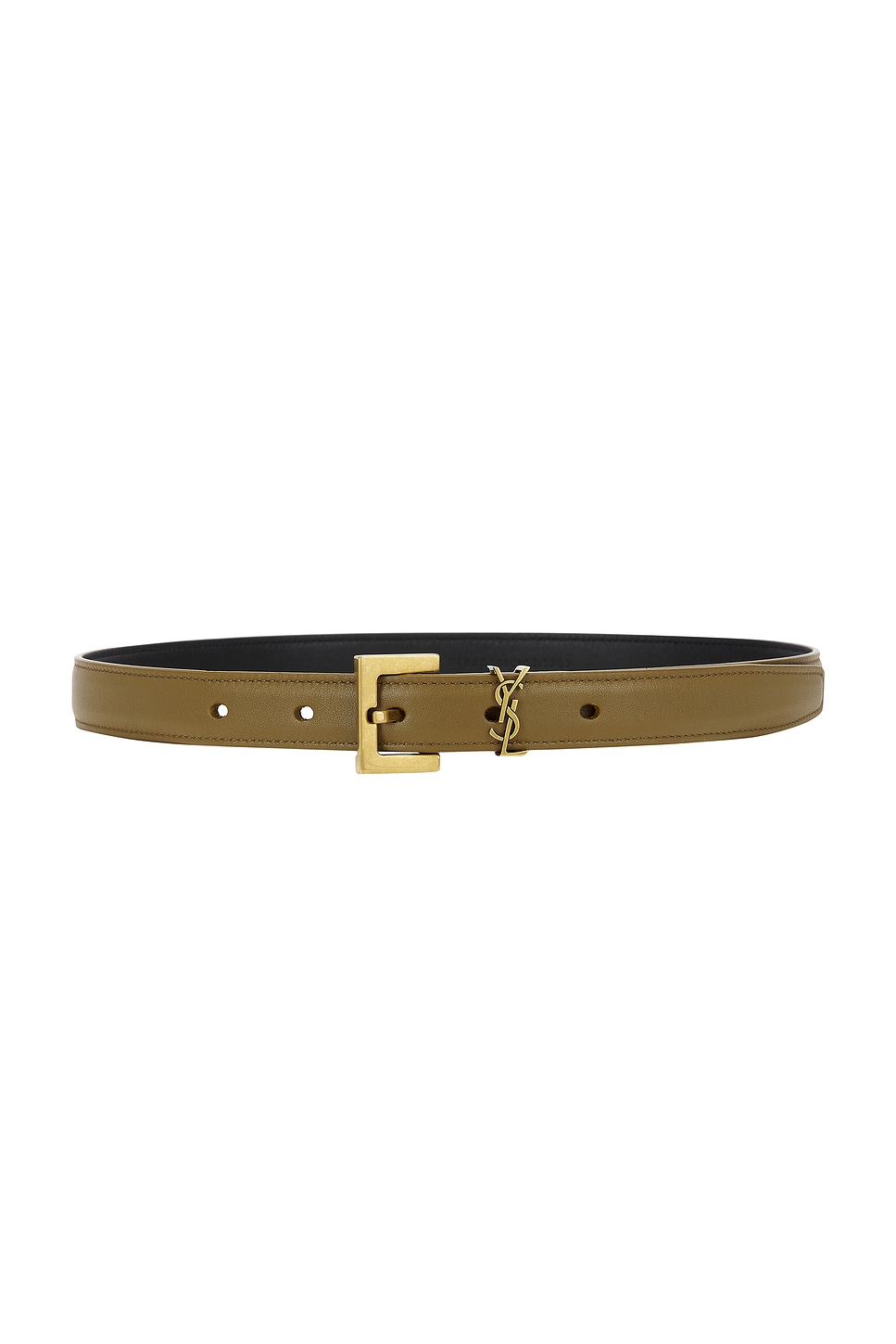 Saint Laurent Cassandre-plaque Belt In Green