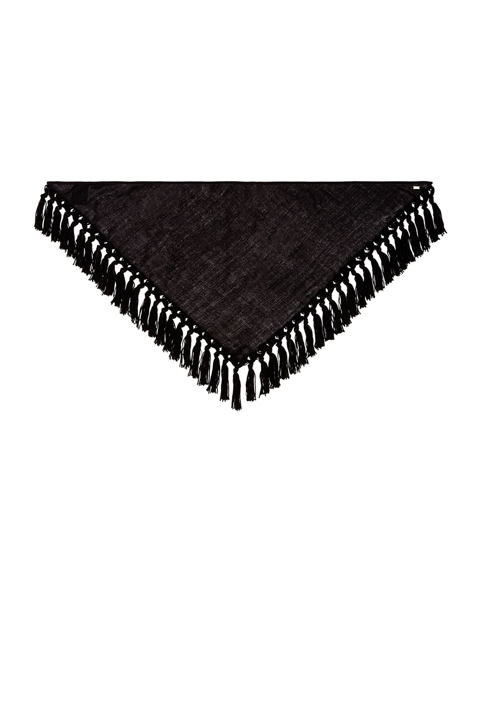 Image 1 of Saint Laurent Suede & Wool Fringe Trim Scarf in Black