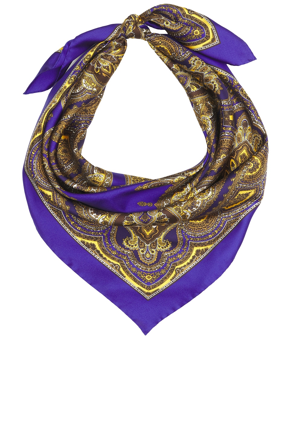 Saint Laurent Vintage Paisley Carre Scarf in Navy