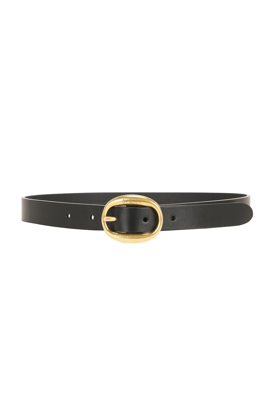 Saint Laurent Fine Ceinture Boucle Ovale Belt in Black