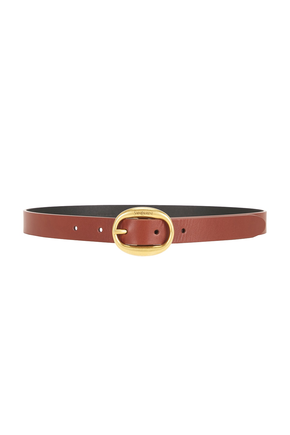 Saint Laurent Fine Ceinture Boucle Ovale Belt in Brown