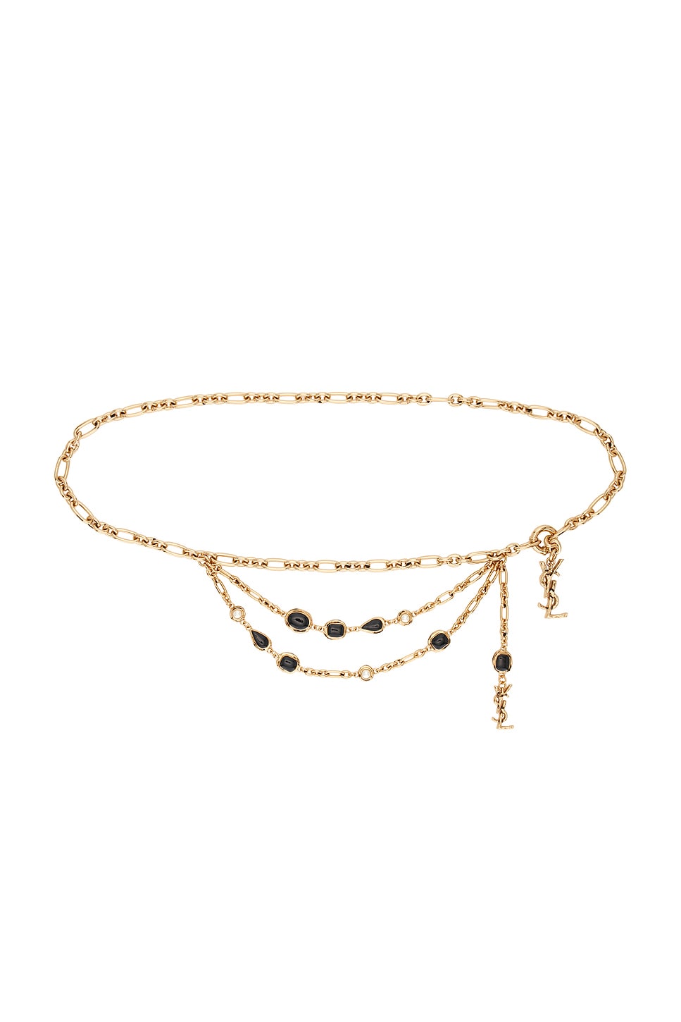 Saint Laurent Fine Ceinture Chaine Cabochon Belt in Metallic Gold