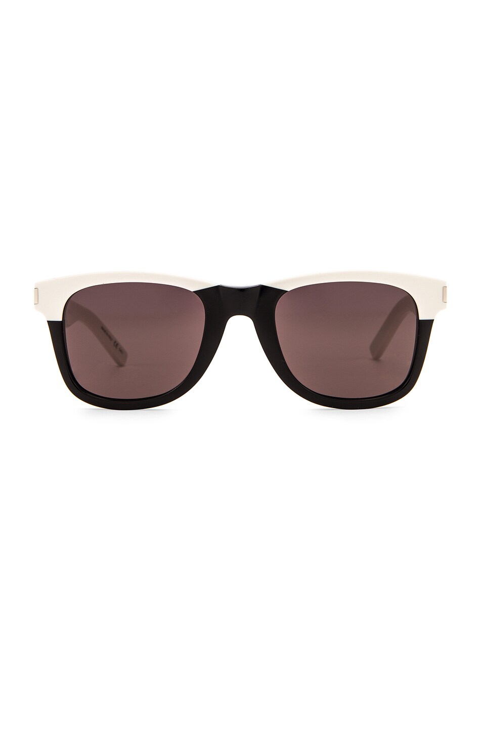 Image 1 of Saint Laurent Square Two Tone Sunglasses in Shiny Black & Ivory