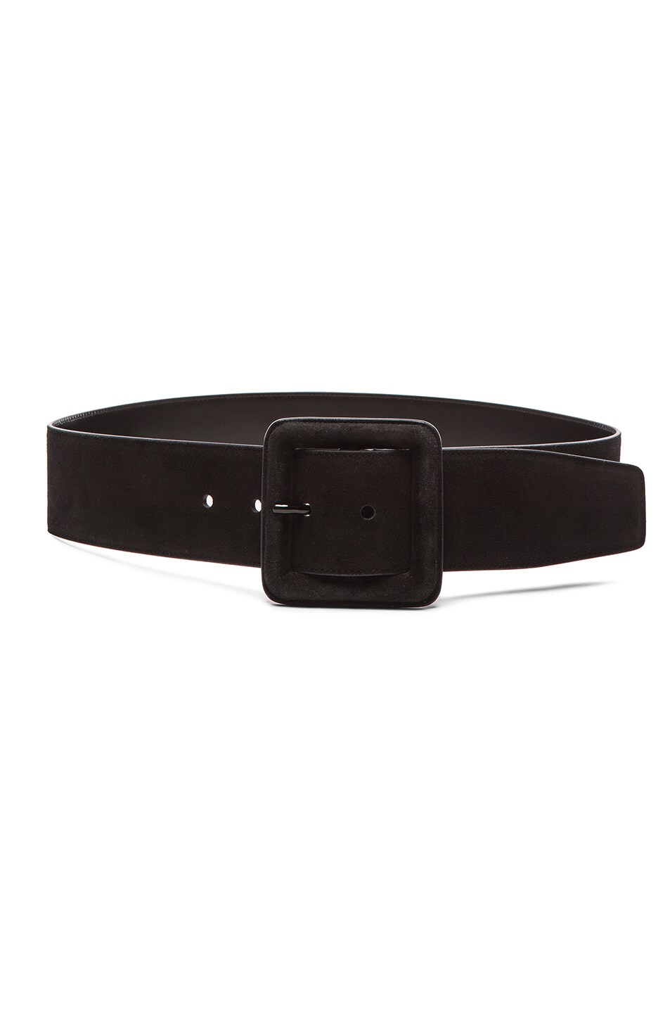 Image 1 of Saint Laurent Suede Buckle Belt in Black