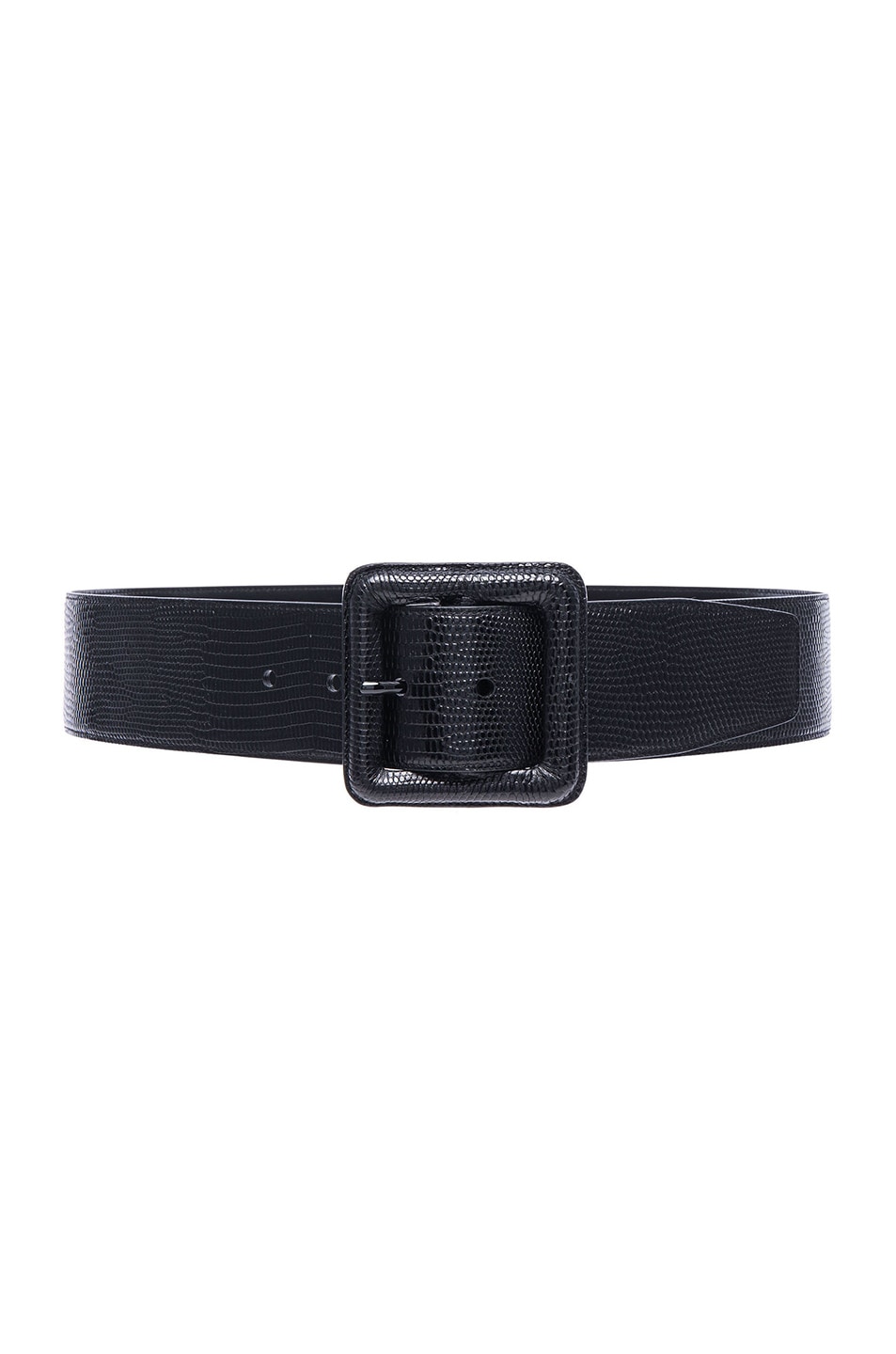 Image 1 of Saint Laurent Lizard Embossed Buckle Belt in Black
