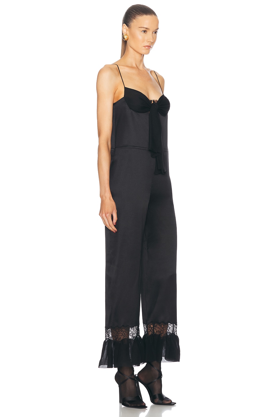 Shop Saint Laurent Flare Leg Jumpsuit In Noir