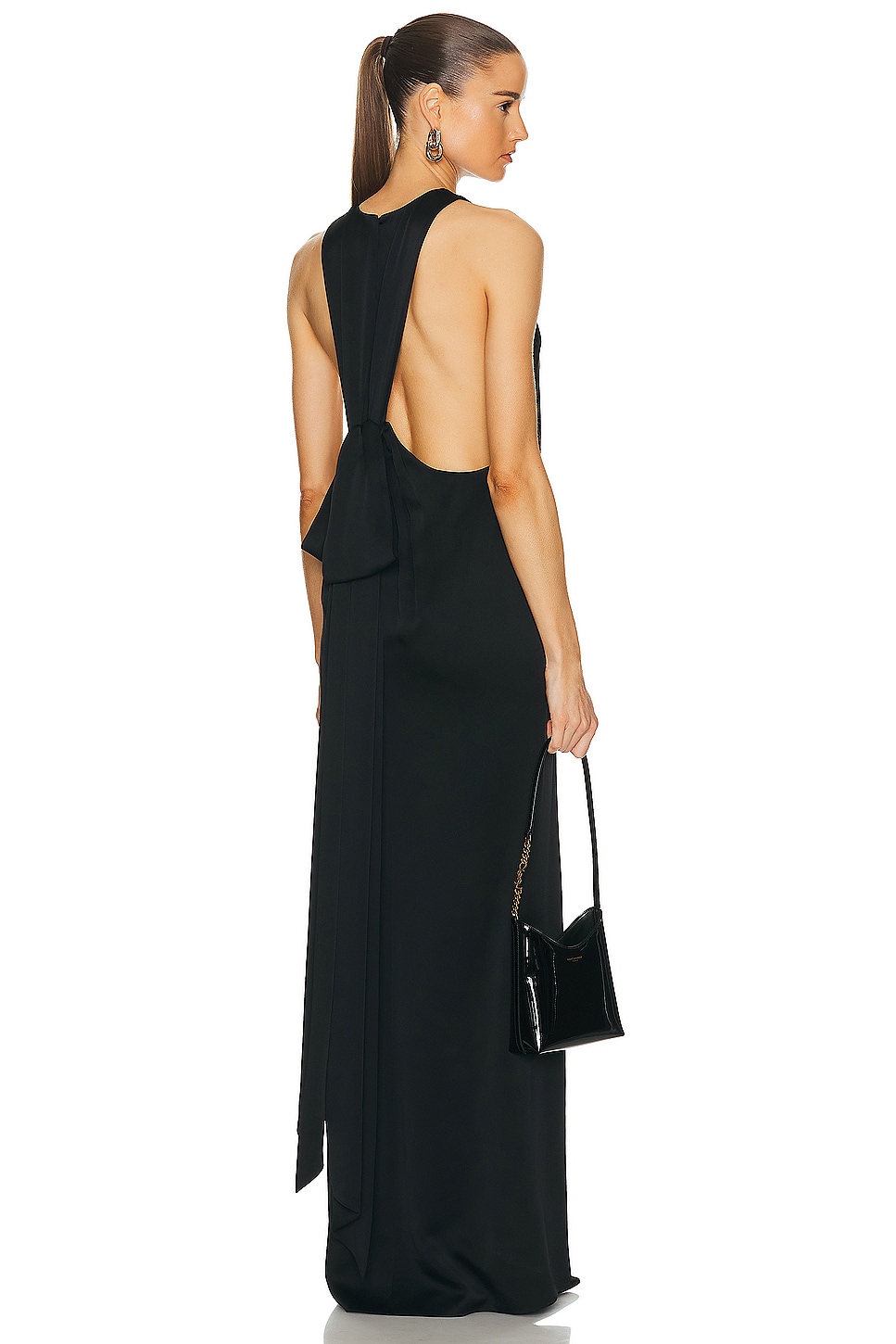 Image 1 of Saint Laurent Satin Maxi Dress in Noir