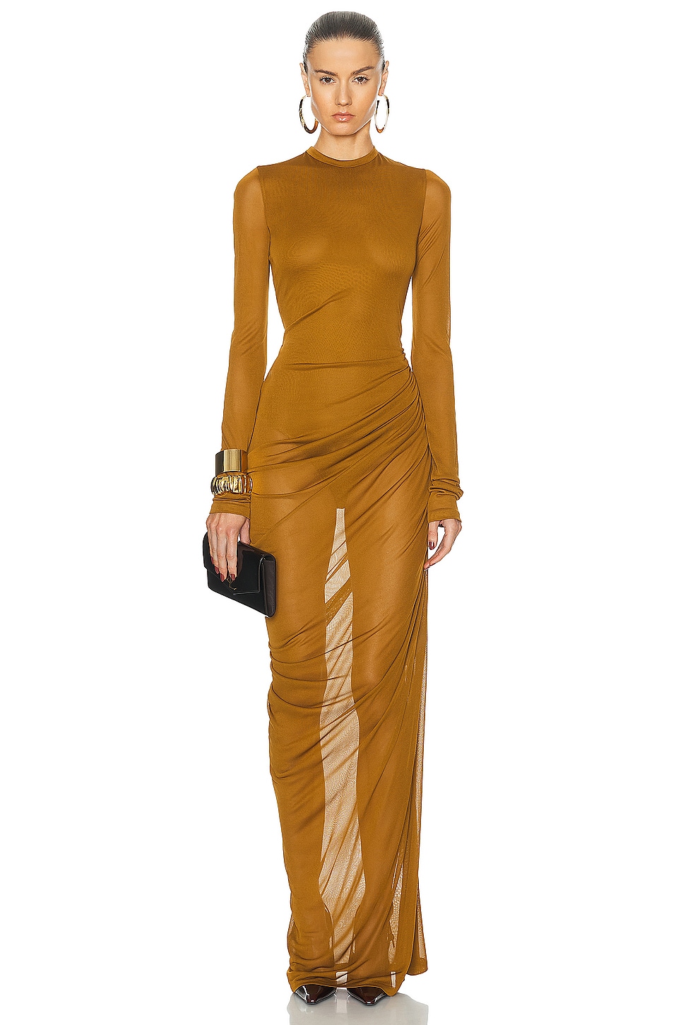 Image 1 of Saint Laurent Voile Jersey Gown in Cumin