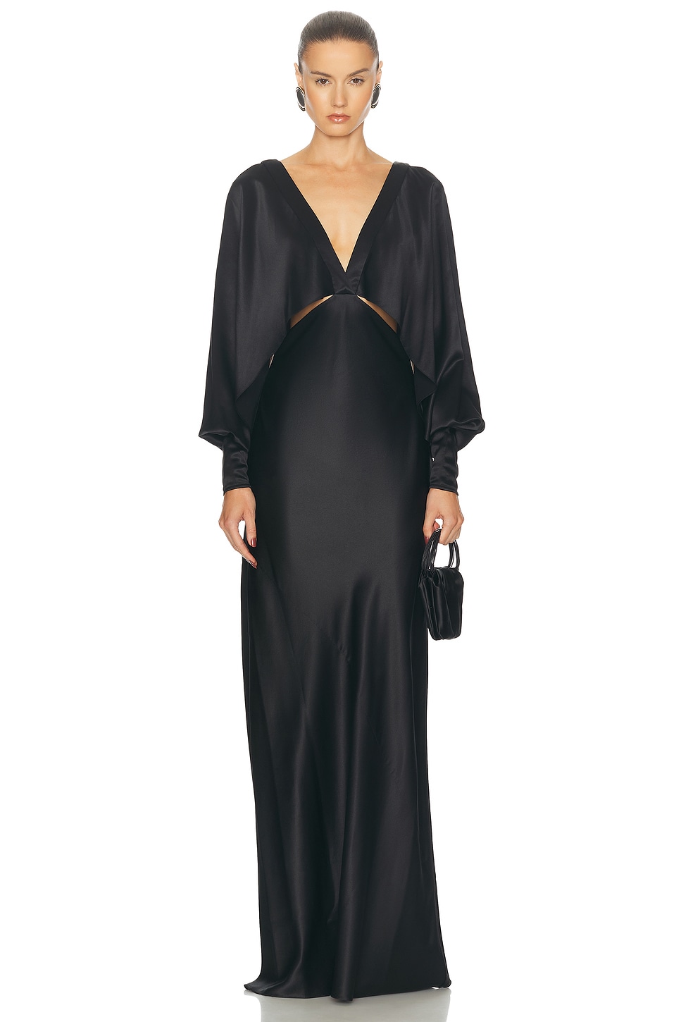 Saint Laurent Satin Gown In Noir