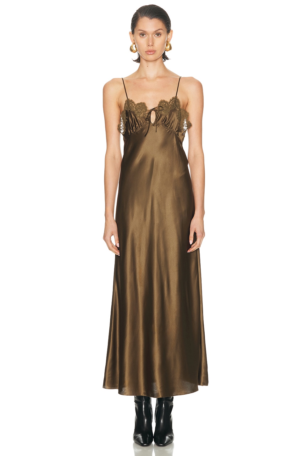 Image 1 of Saint Laurent Slip Dress in Kaki