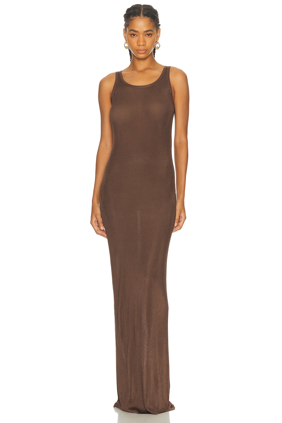 Image 1 of Saint Laurent Sleeveless Dress in Marron Fonce