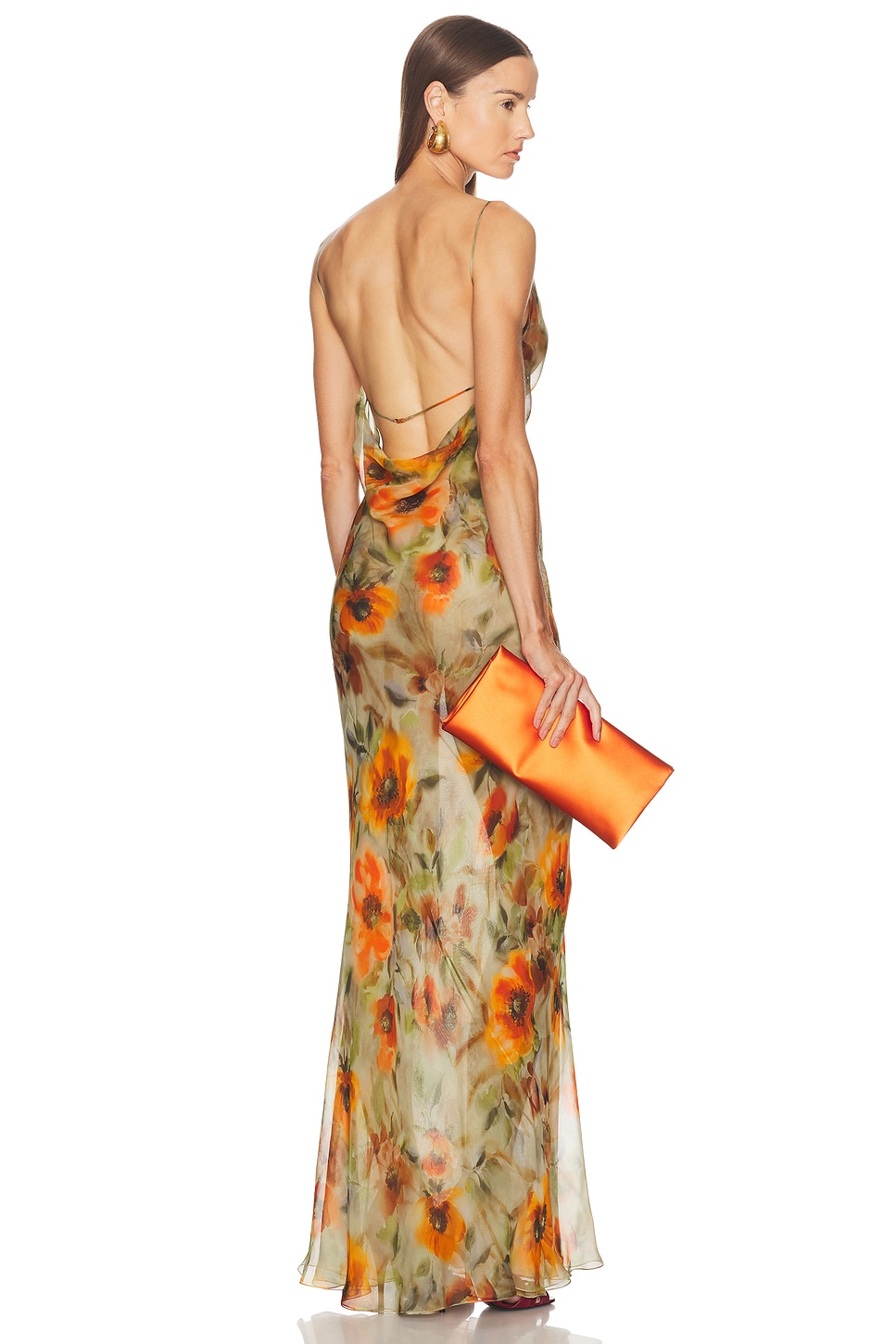 Image 1 of Saint Laurent Slip Dress in Lichen, Orange, & Vert