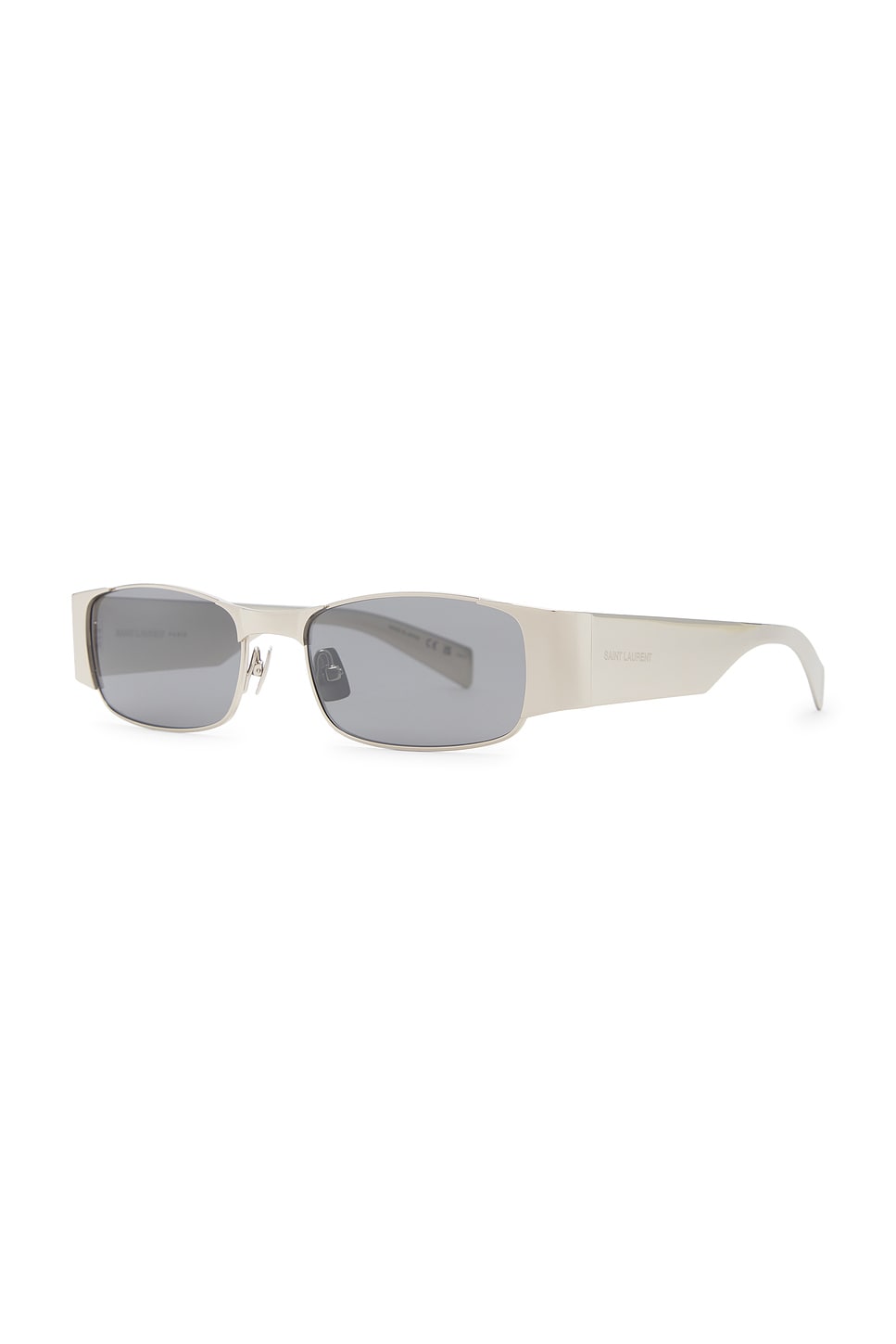 Shop Saint Laurent Rectangle Sunglasses In Silver