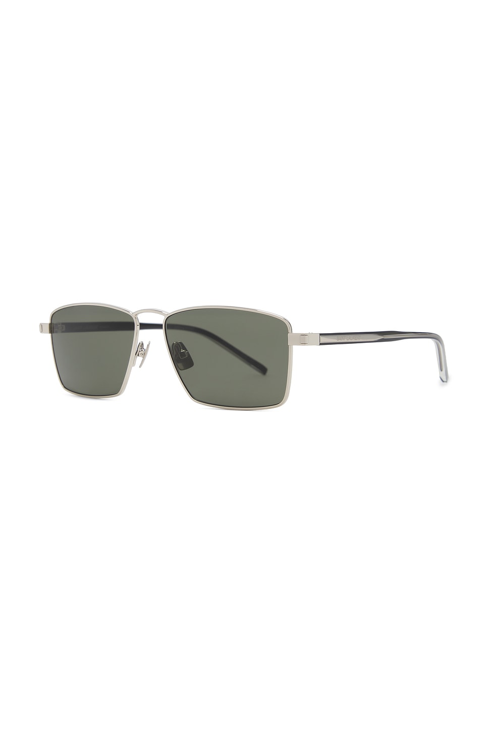 Shop Saint Laurent Metal Square Sunglasses In Silver & Grey