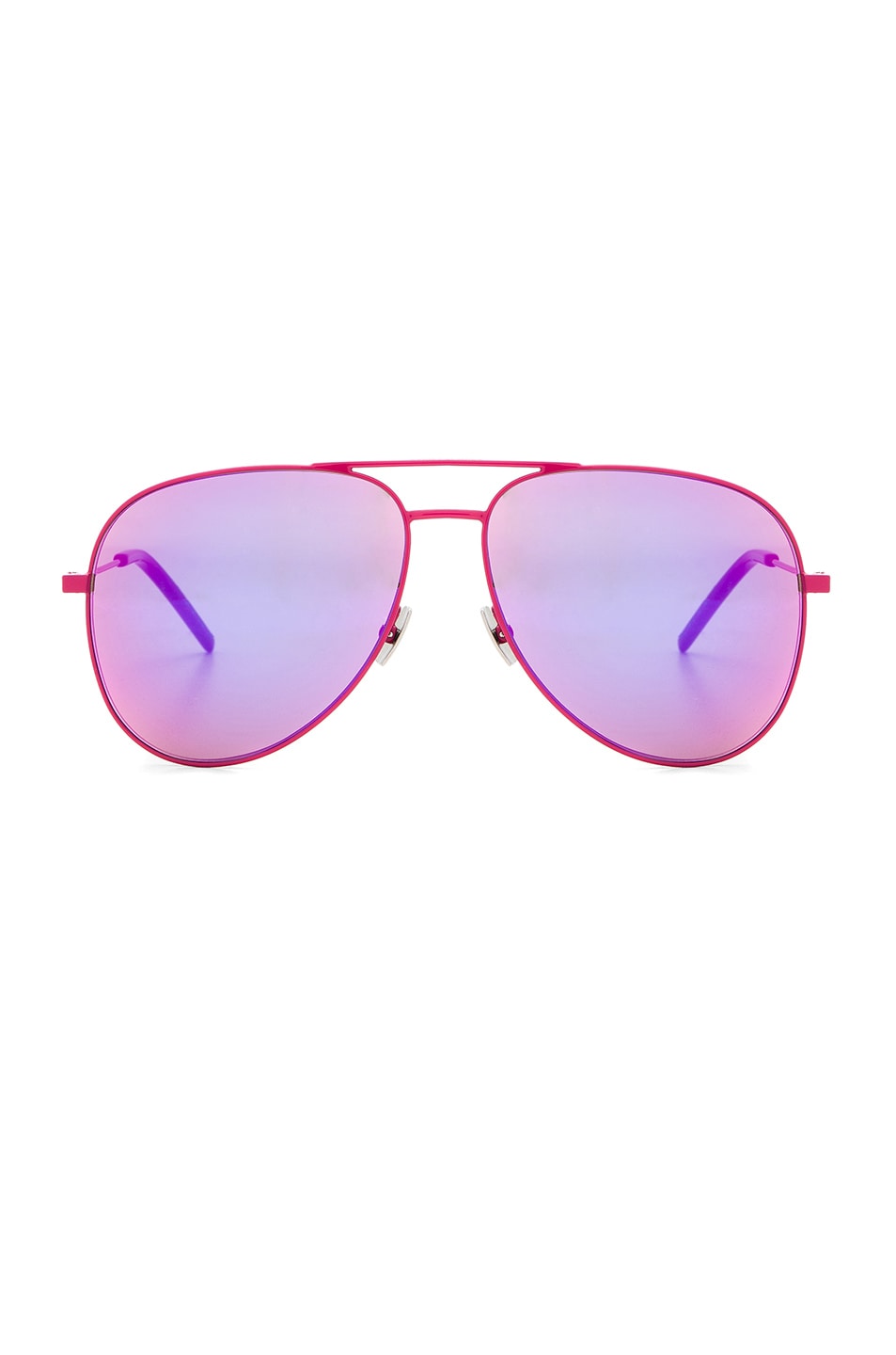 Image 1 of Saint Laurent Rainbow Aviator Sunglasses in Fuchsia & Pink Mirror