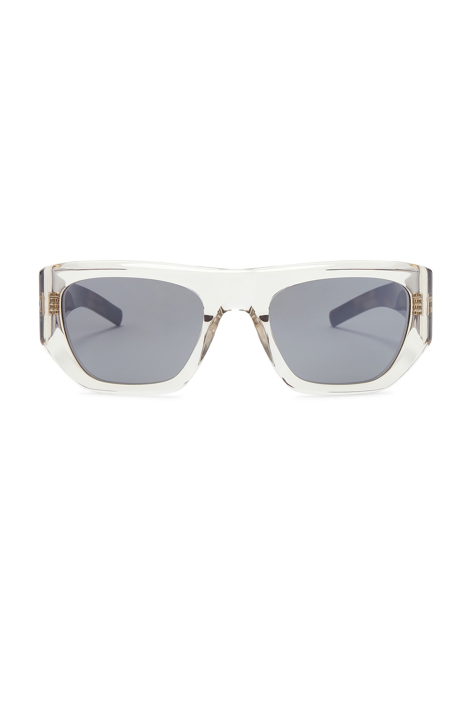 Shop Saint Laurent Square Sunglasses In Transparent Cream & Havana