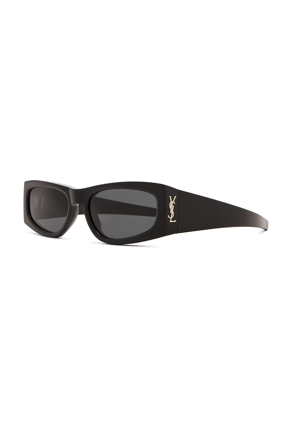 Shop Saint Laurent Rectangle Sunglasses In Black