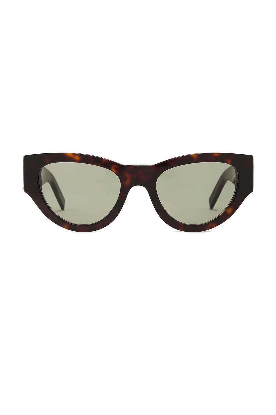 Shop Saint Laurent Cat Eye Sunglasses In Havana & Green