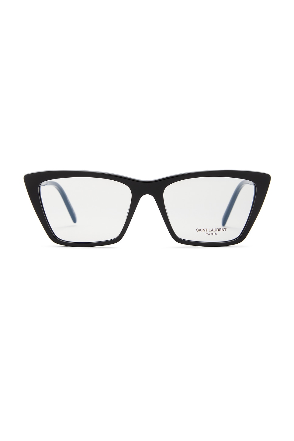 Shop Saint Laurent Thin Mica Optical Eyeglasses In Black & Transparent