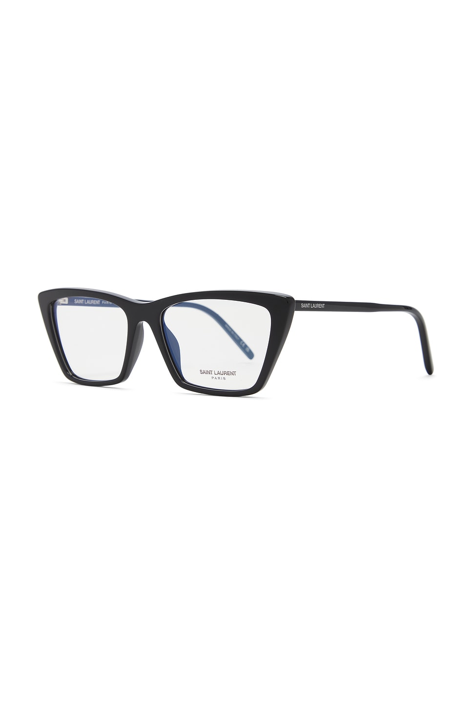 Shop Saint Laurent Thin Mica Optical Eyeglasses In Black & Transparent