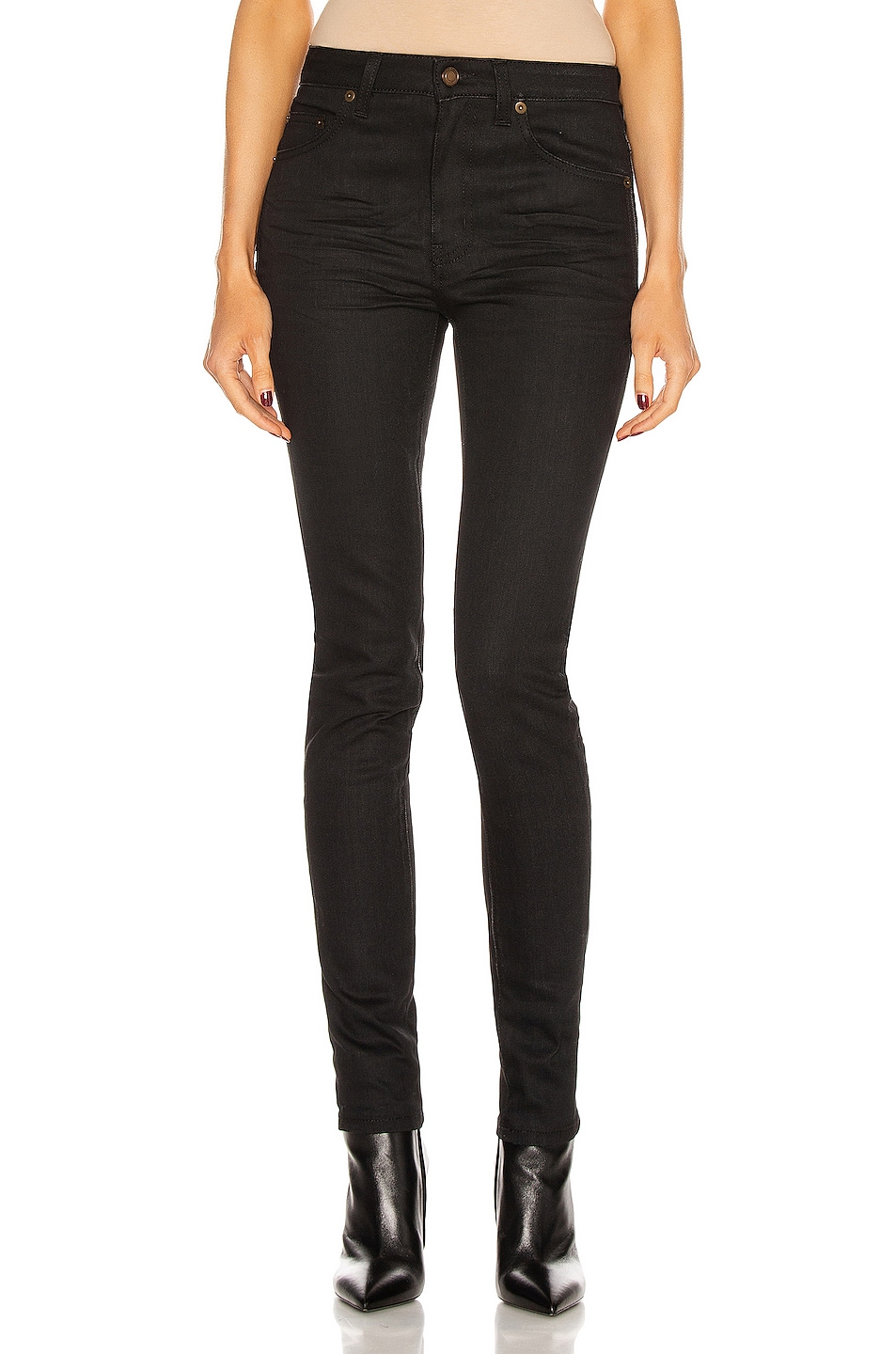 Image 1 of Saint Laurent Medium Waist Skinny Jean in Used Black