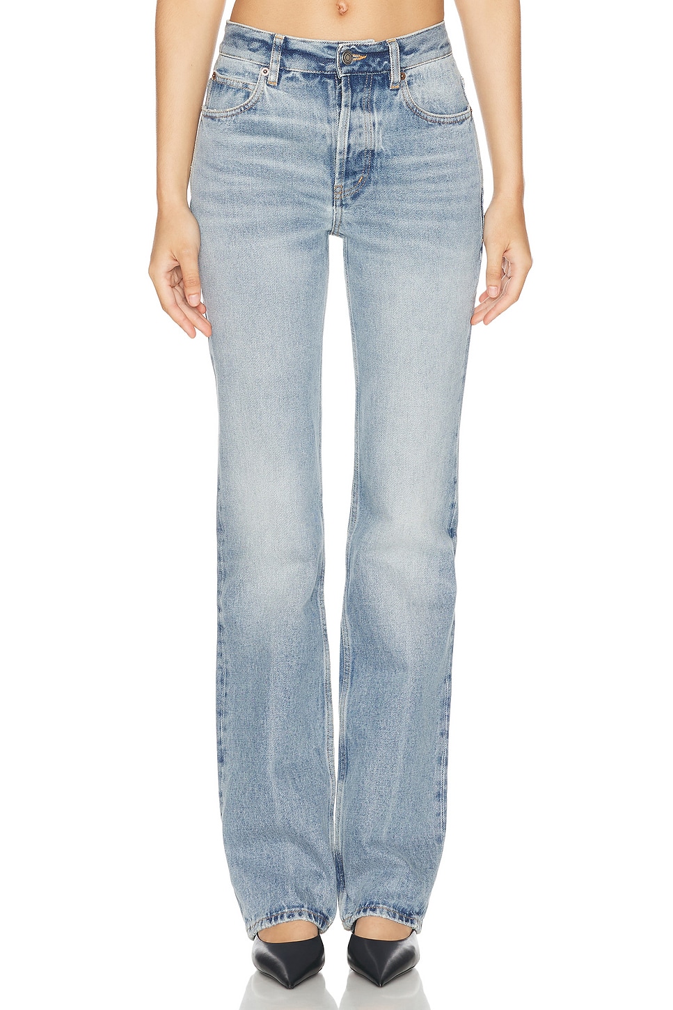 Shop Saint Laurent Bootcut Leg In Sicily Blue