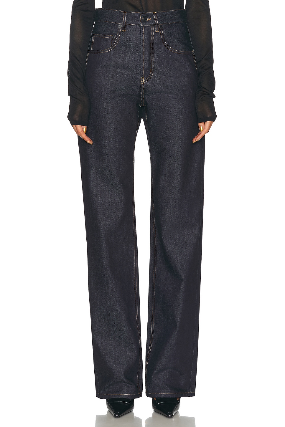 Shop Saint Laurent Bootcut Leg In Indigo